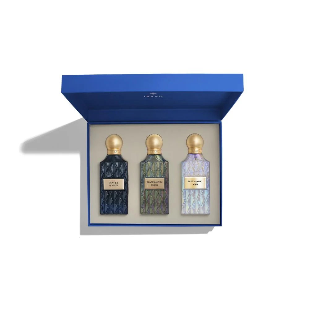 COFFRET IBRAQ DIAMOND BLUE BOX 2 - 75ML 3 Diamond Blue Box 2 Ibraq Maroc coffret 3 parfums 75ml